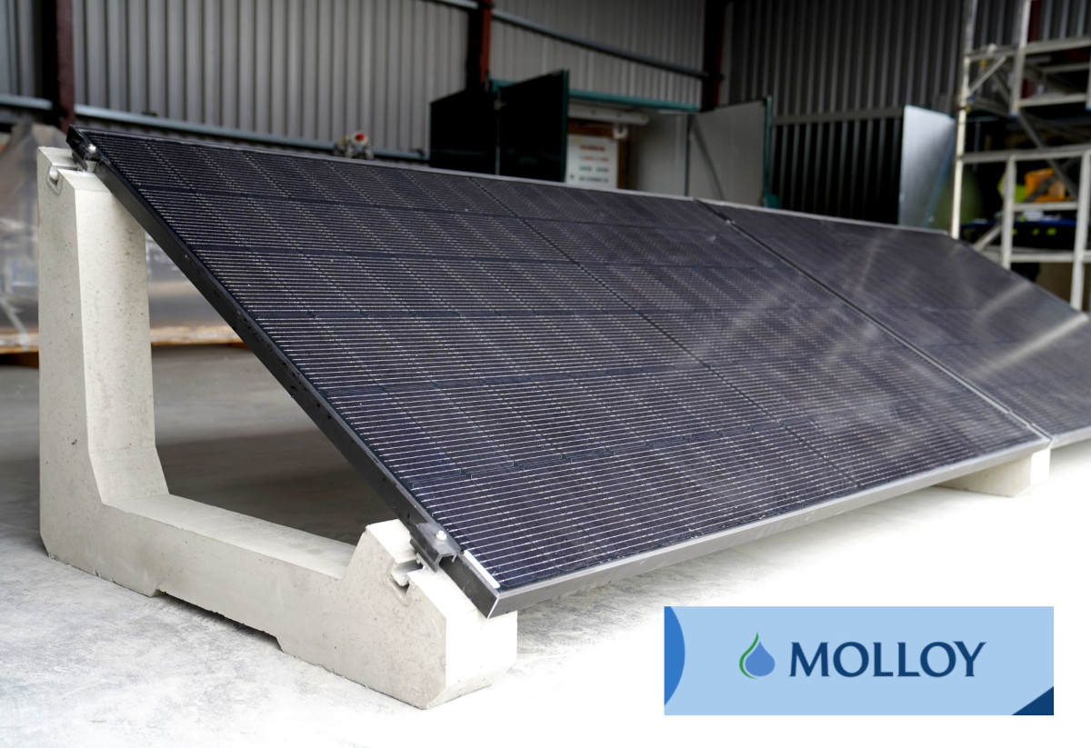 Molloy Solar PV panel precast concrete ballast and mounting solution