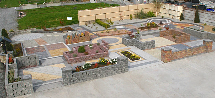 Molloy paving display area showing range of decorative slabs